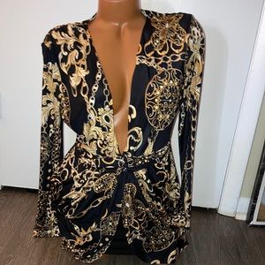 Fashion nova Chain gold plunge dress